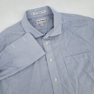 Paul Fredrick Non-Iron Dobby Dress Shirt Mens 16.5-35 Cotton Blue French Cuff